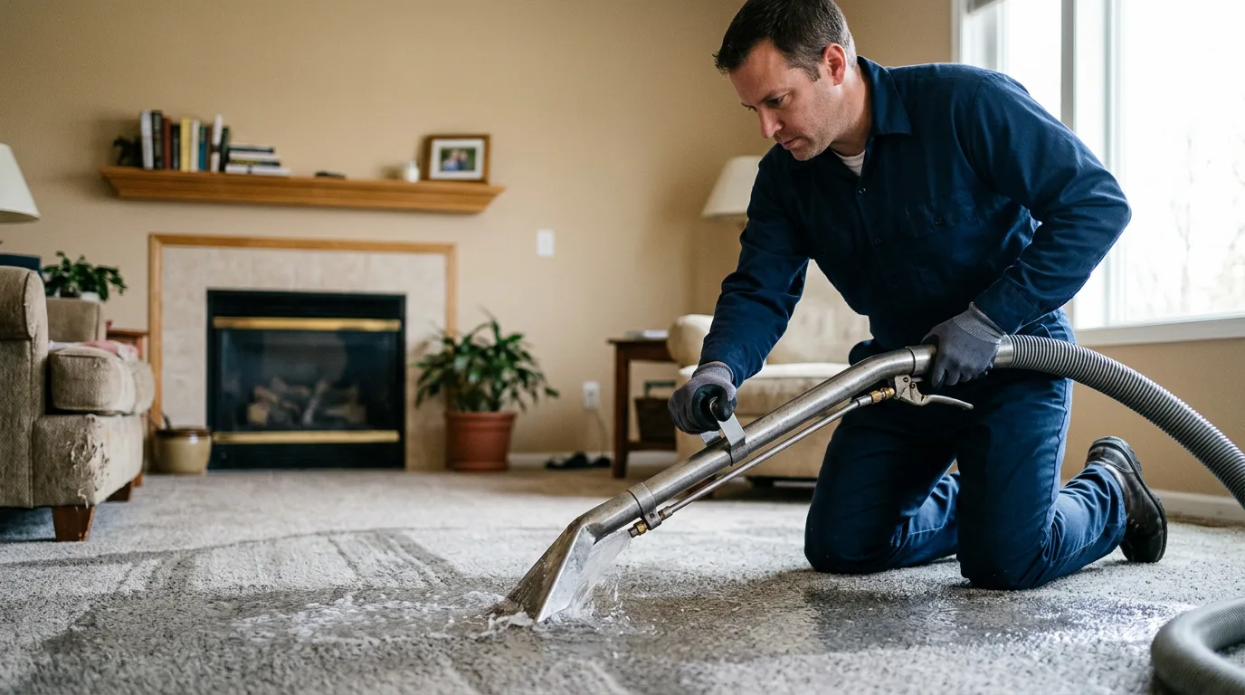 Water damage restoration technician working near Elbing, KS